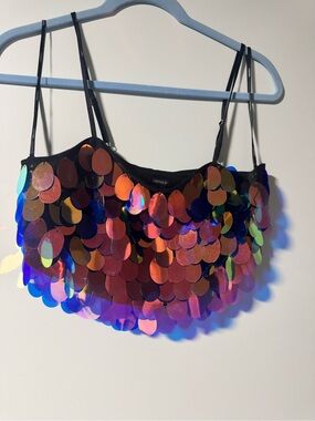 Forever 21 Multicolor Iridescent Sequin Top